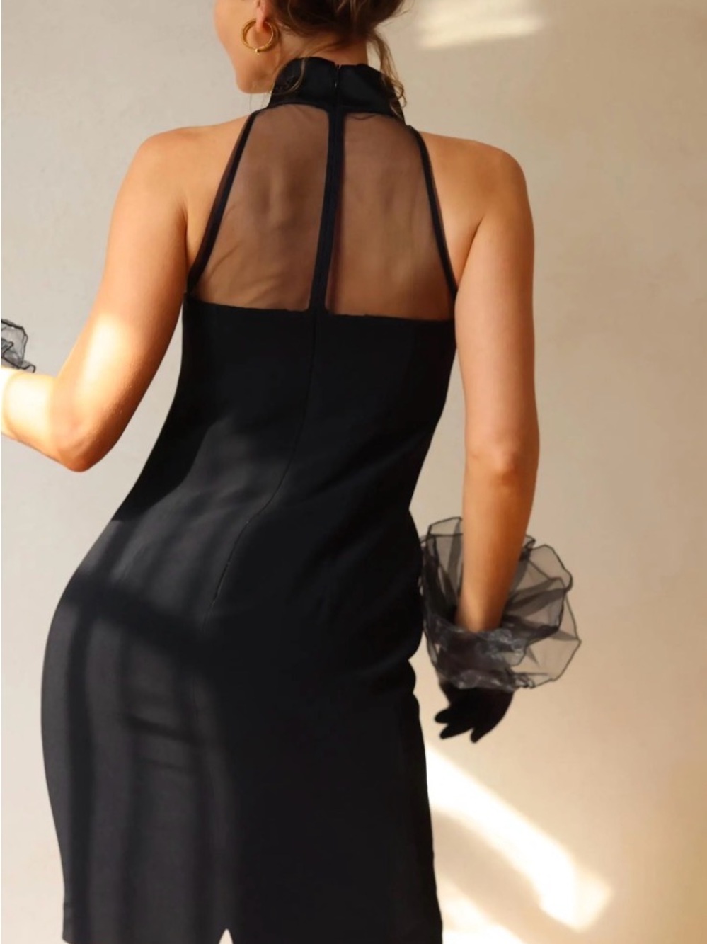 Bailey 44 Black Halter Mini Dress with Sheer Back- NWT
